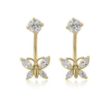Load image into Gallery viewer, 14k Gold Simulated Diamond Butterfly Telephone Earrings