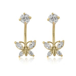 Load image into Gallery viewer, 14k Gold Simulated Diamond Butterfly Telephone Earrings
