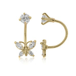Load image into Gallery viewer, 14k Gold Simulated Diamond Butterfly Telephone Earrings