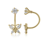 Load image into Gallery viewer, 14k Gold Simulated Diamond Butterfly Telephone Earrings
