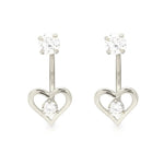 Load image into Gallery viewer, Elegant 14K Yellow Gold or White Gold Heart-Shaped Dangle Telephone Earrings