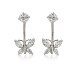 Load image into Gallery viewer, 14k Gold Simulated Diamond Butterfly Telephone Earrings