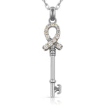 Load image into Gallery viewer, 14K Pure Solid Yellow Gold or White Gold Ribbon Design Key Necklace