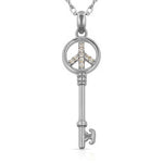 Load image into Gallery viewer, Classic Peace Sign Necklace in Solid 14K White Gold or Yellow Gold