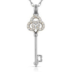 Load image into Gallery viewer, Elegant Swirl Style Key Necklace 14K Yellow Gold or White Gold