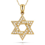 Load image into Gallery viewer, Dazzling 14K Yellow Gold or White Gold Diamond Star of David Necklace
