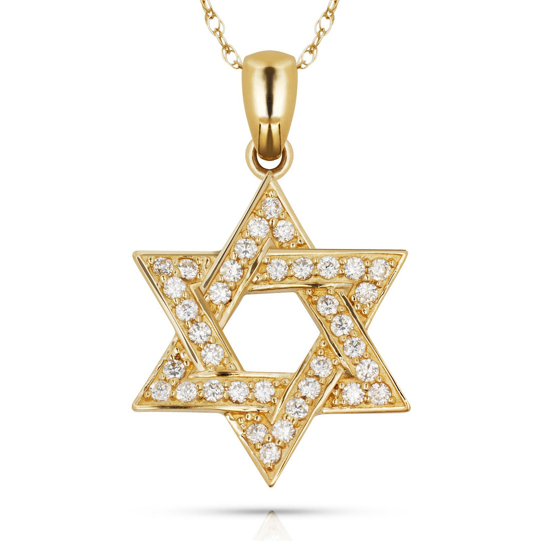 Dazzling 14K Yellow Gold or White Gold Diamond Star of David Necklace