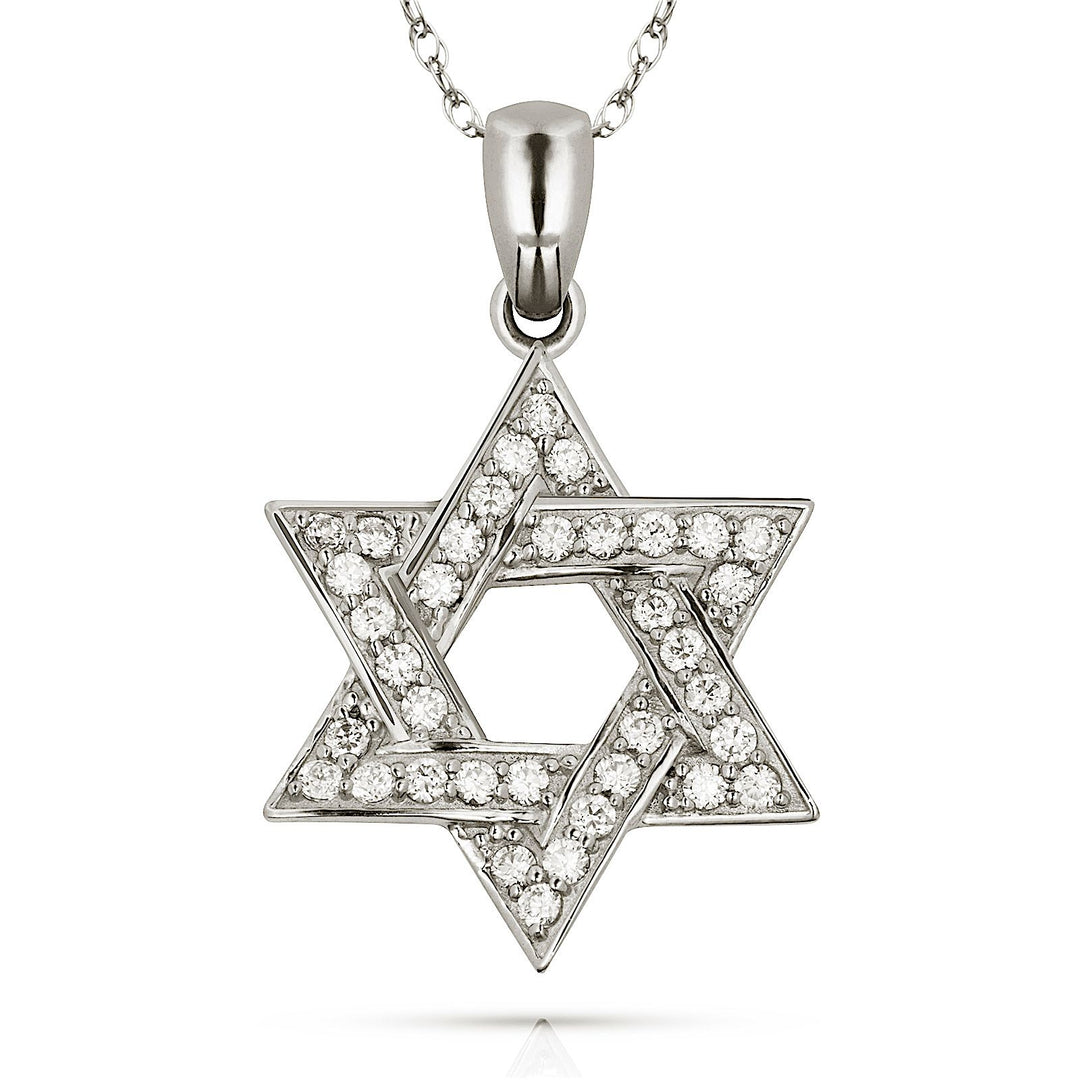 Dazzling 14K Yellow Gold or White Gold Diamond Star of David Necklace