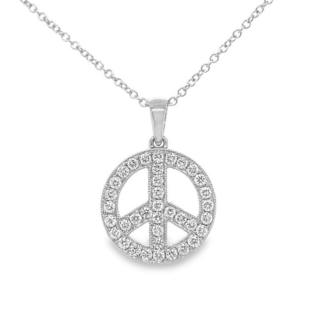 Captivating 14K Yellow Gold or White Gold Peace Sign Necklace