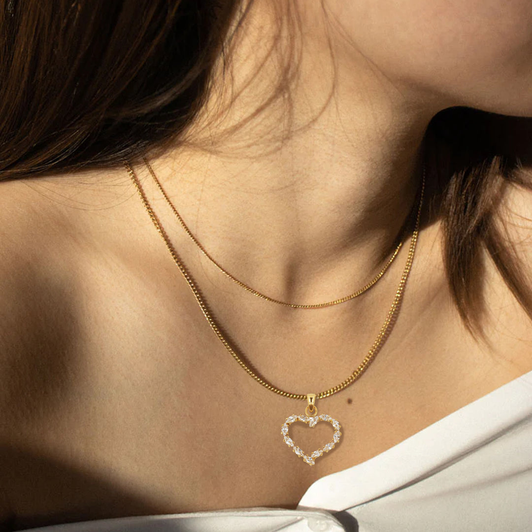14K Yellow Gold Or White Gold Heart Shape Necklace