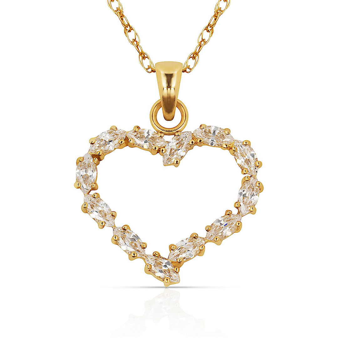 14K Yellow Gold Or White Gold Heart Shape Necklace