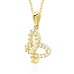 Load image into Gallery viewer, 14K Yellow gold Or White Gold Dangle Butterfly Charm Necklace