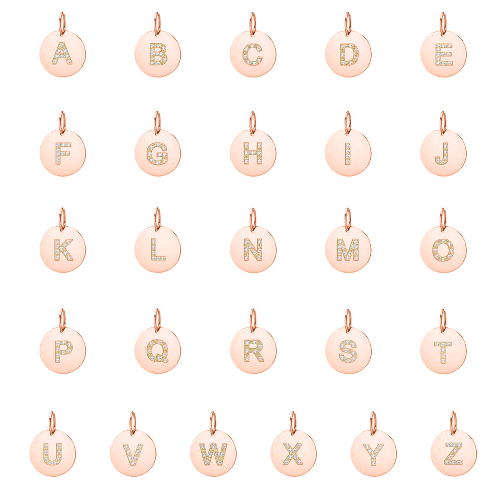 14k Gold 12mm x 18mm Disc with Initial Engraved Letter Necklace