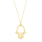 Load image into Gallery viewer, Exquisite 14K Yellow Gold Frame Hand Hamsa Necklace