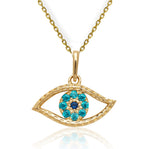 Load image into Gallery viewer, Charming 14k Gold Evil Eye Necklace
