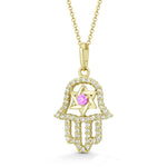 Load image into Gallery viewer, Intricate 14K Yellow Gold Hamsa and Star Necklace