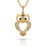 Load image into Gallery viewer, Enchanting 14K Yellow Gold or White Gold Owl Shaped Necklace
