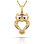 Load image into Gallery viewer, Enchanting 14K Yellow Gold or White Gold Owl Shaped Necklace