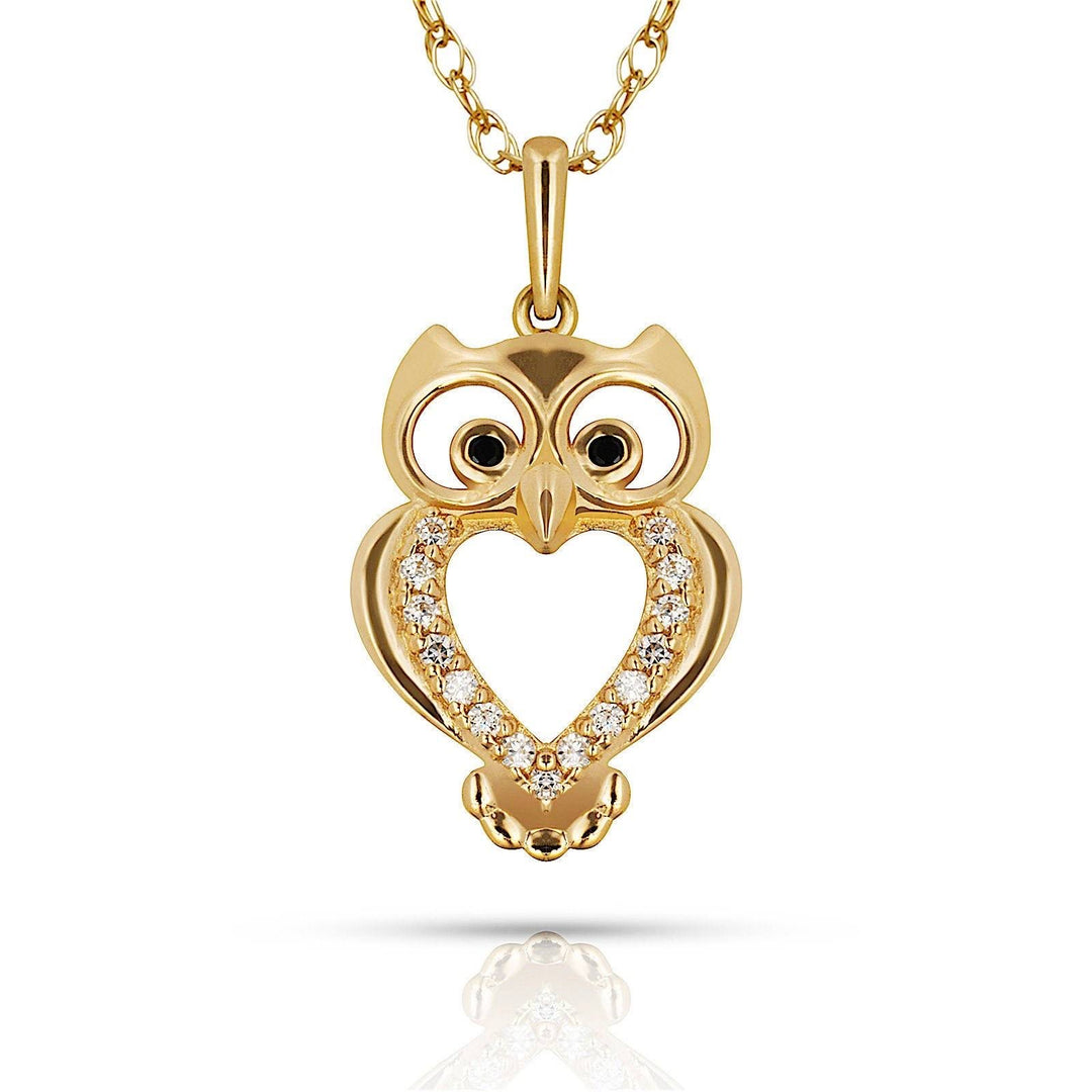Enchanting 14K Yellow Gold or White Gold Owl Shaped Necklace