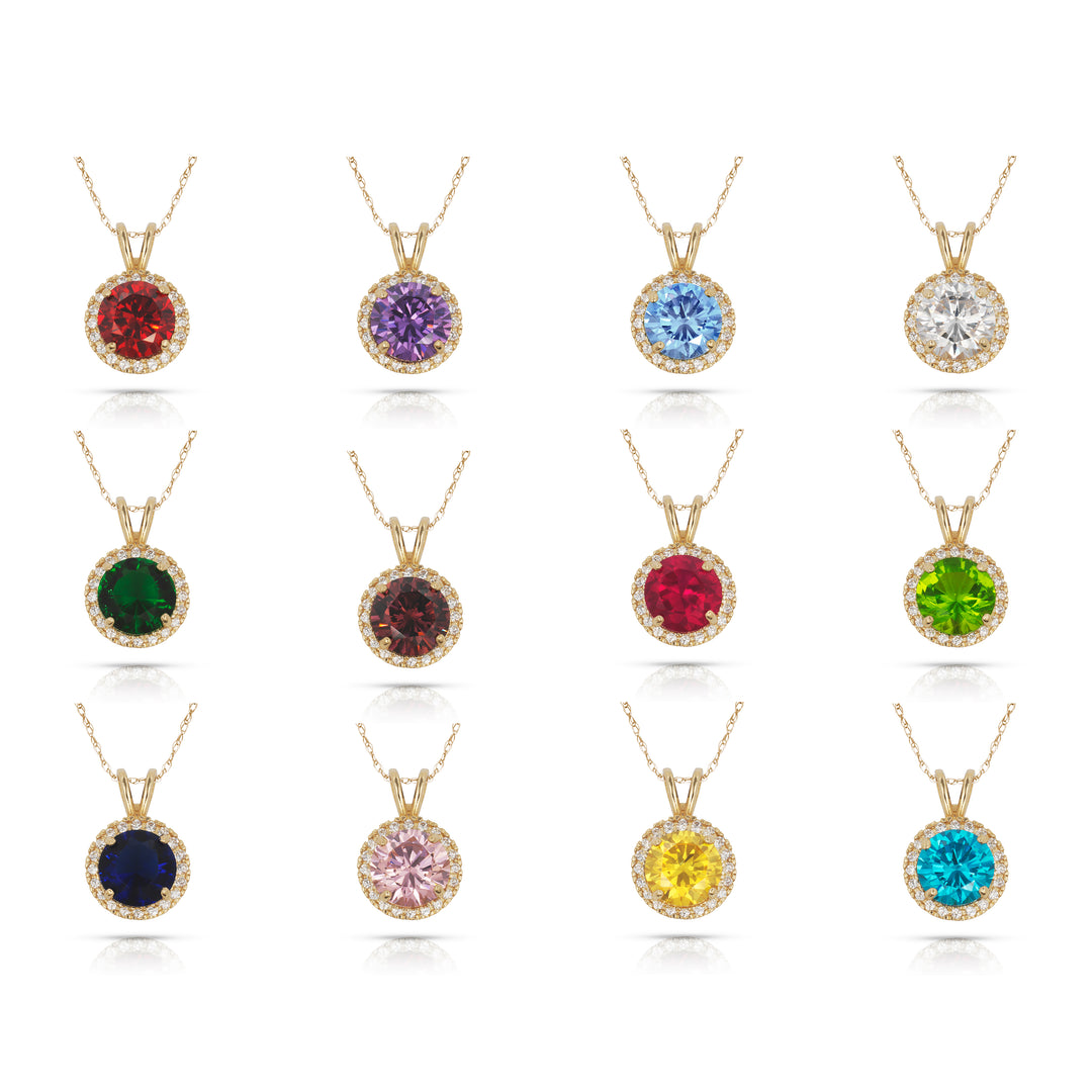 Elegant 14K Yellow Gold or White Gold Birthstone Necklace