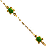 Load image into Gallery viewer, Adorable 14k Yellow Gold Green Enamel Charm: Turtle Baby Bracelet
