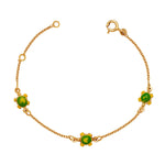 Load image into Gallery viewer, Adorable 14k Yellow Gold Green Enamel Charm: Turtle Baby Bracelet
