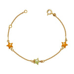 Load image into Gallery viewer, Sparkling 14k Yellow Gold Adjustable Three Stars Enamel Baby Bracelet

