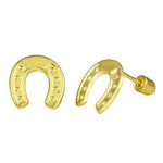 Load image into Gallery viewer, 14k Yellow Gold Horse Shoe Stamp Pushback Earring