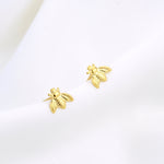 Load image into Gallery viewer, 14K Yellow Gold Bumble Bee Stamping Earrings