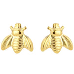 Load image into Gallery viewer, 14K Yellow Gold Bumble Bee Stamping Earrings