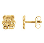 Load image into Gallery viewer, 14k Solid Yellow Gold Teddy Stamping Earrings