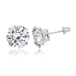 Load image into Gallery viewer, 14K White Gold Basket Set Screwback Earrings with CZ in Various Stone Sizes
