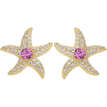 Load image into Gallery viewer, Stunning 14k Yellow Gold Swarovski Starfish Earrings with Screw Back