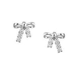 Load image into Gallery viewer, Adorable 14k Gold Sparkling Bow Screw Back Earrings