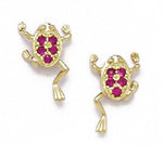 Load image into Gallery viewer, Whimsical 14k Yellow Gold Frog Earrings