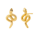 Load image into Gallery viewer, Elegant 14k Yellow Gold Snake Earrings with Screw Back Posts
