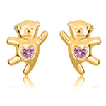 Load image into Gallery viewer, Adorable 14K Yellow Gold Dancing Teddy Bear Stud Earrings