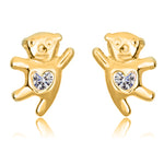 Load image into Gallery viewer, Adorable 14K Yellow Gold Dancing Teddy Bear Stud Earrings