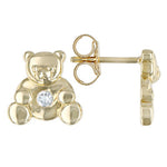 Load image into Gallery viewer, Charming 14k Yellow Gold Teddy Bear Stud Screwback Earrings