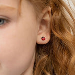 Load image into Gallery viewer, Whimsical 14k Yellow Gold Garden Ladybug Screw Back Earrings