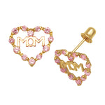 Load image into Gallery viewer, Expressive 14k Yellow Gold Heart Mom Screw Back Earrings