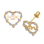 Load image into Gallery viewer, Expressive 14k Yellow Gold Heart Mom Screw Back Earrings