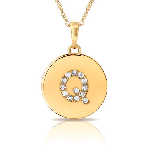 14k Gold 12mm x 18mm Disc with Initial Engraved Letter Necklace