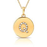 Load image into Gallery viewer, 14k Gold 9mm x 12mm Disc Initial Engraved Letter Necklace