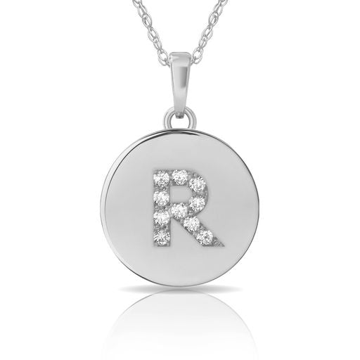 14k Gold 12mm x 18mm Disc with Initial Engraved Letter Necklace