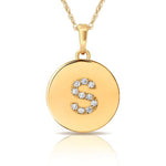 Load image into Gallery viewer, 14k Gold 12mm x 18mm Disc with Initial Engraved Letter Necklace
