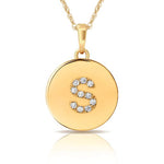 Load image into Gallery viewer, 14k Gold 9mm x 12mm Disc Initial Engraved Letter Necklace