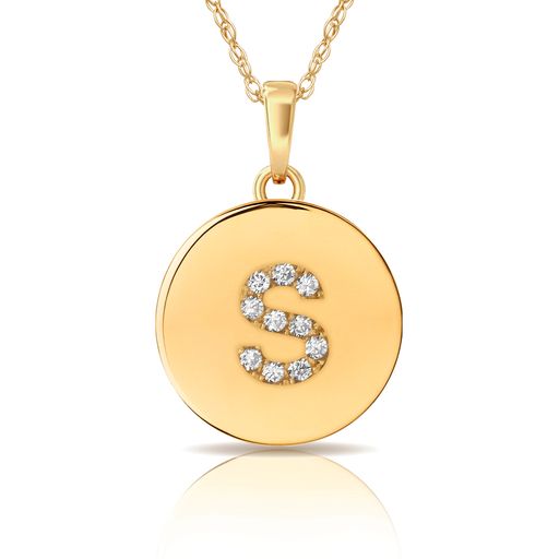 14k Gold 12mm x 18mm Disc with Initial Engraved Letter Necklace
