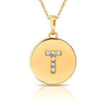 Load image into Gallery viewer, 14k Gold 9mm x 12mm Disc Initial Engraved Letter Necklace