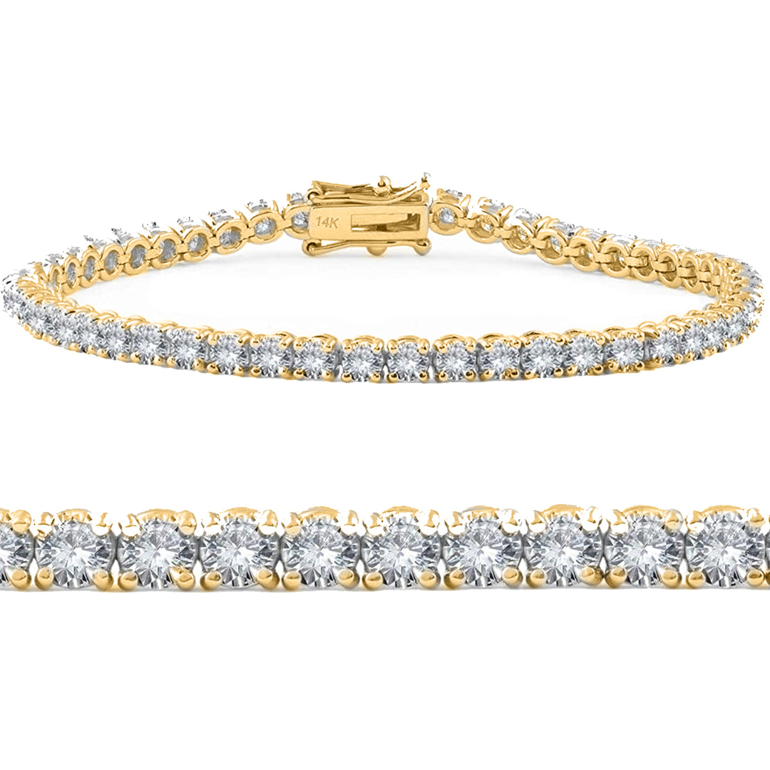Dazzling 3 TCW Natural Diamond Tennis Bracelet 14K Yellow Gold & White Gold
